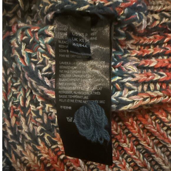 Anthropologie Chroma Chunky Knit Sweater XS Multicolor Rainbow Tinted V-Neck - Picture 7 of 12